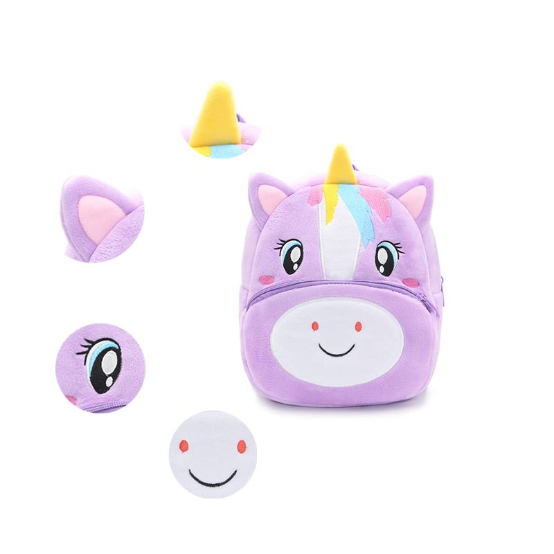 NICE CHOICE Cute Toddler Backpack Toddler Bag Plush Animal Cartoon Mini Travel Bag for Baby Girl Boy 2-6 Years(Puple Unicorn) - Image 4
